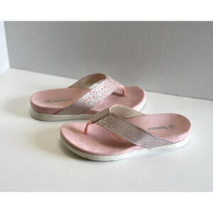 Spenco Newport Women’s Pink Cheetah Thong Flip Flop Orthotic Sandals Sz 10D